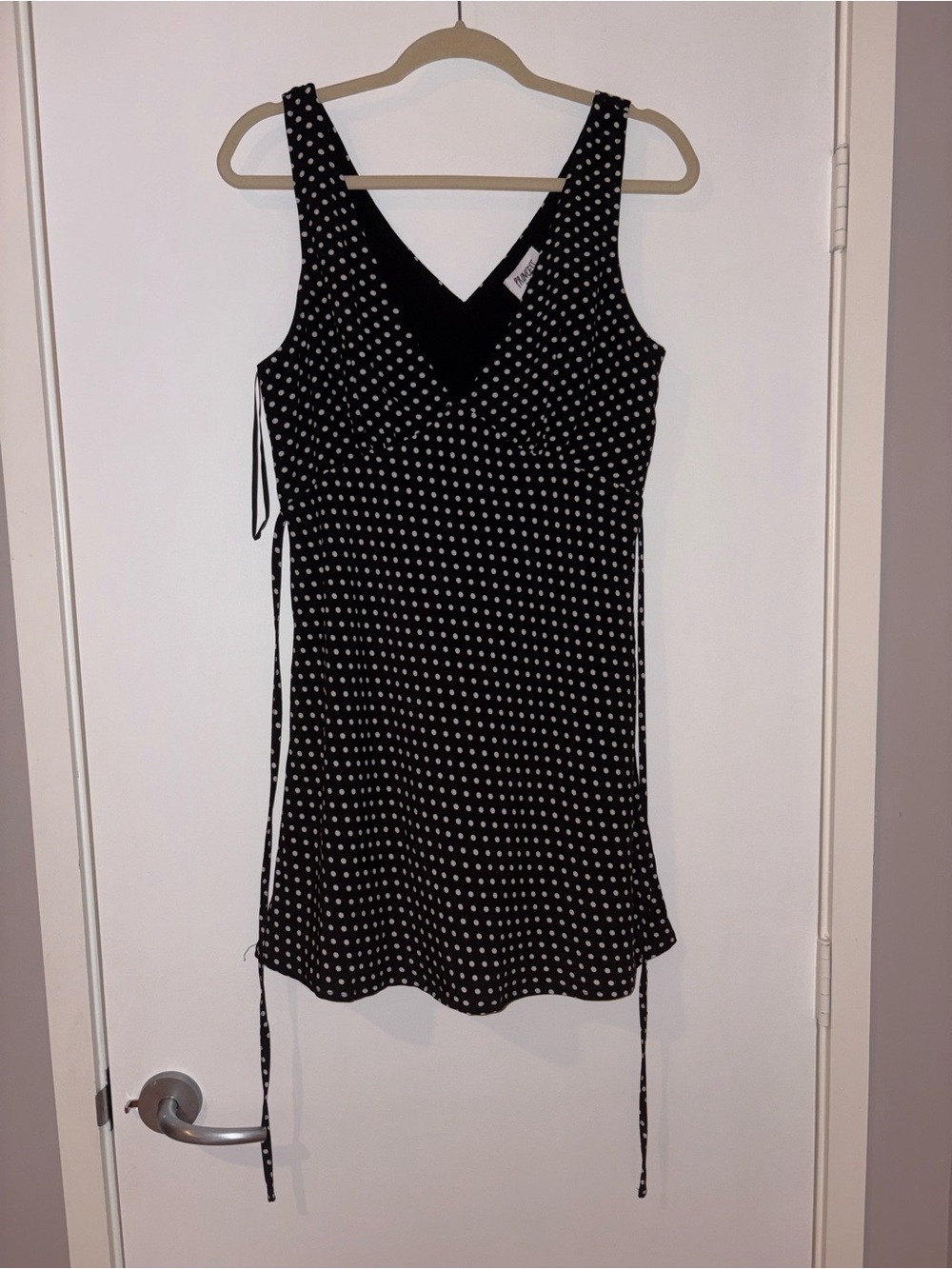 Black Polka Dot Mini V-Neck Dress